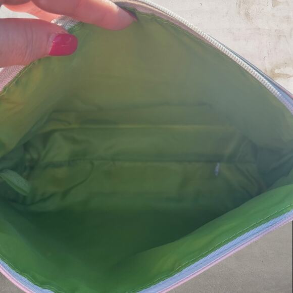 CLINIQUE Silver and Green Cosmetic Bag with Front Pocket Bundle NEW - Picture 16 of 16